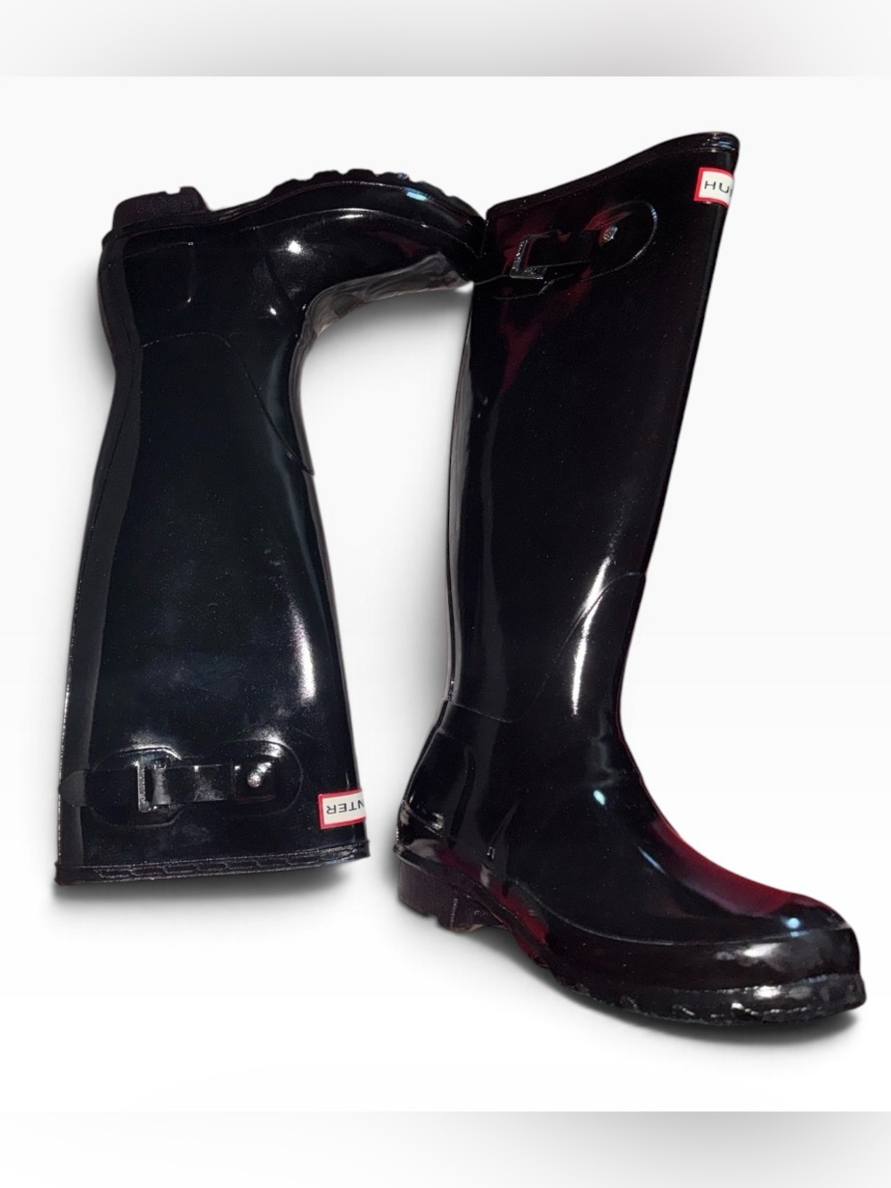 Hunter Glossy Black Tall Rain Boots - Women's Waterproof